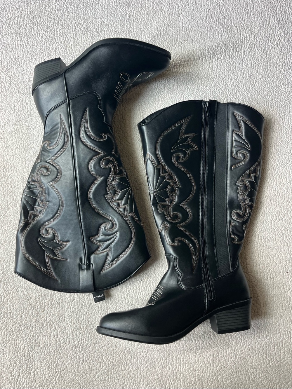 NWT Torrid Black Knee High Western Cowgirl Boots Heeled Womens 10.5WW